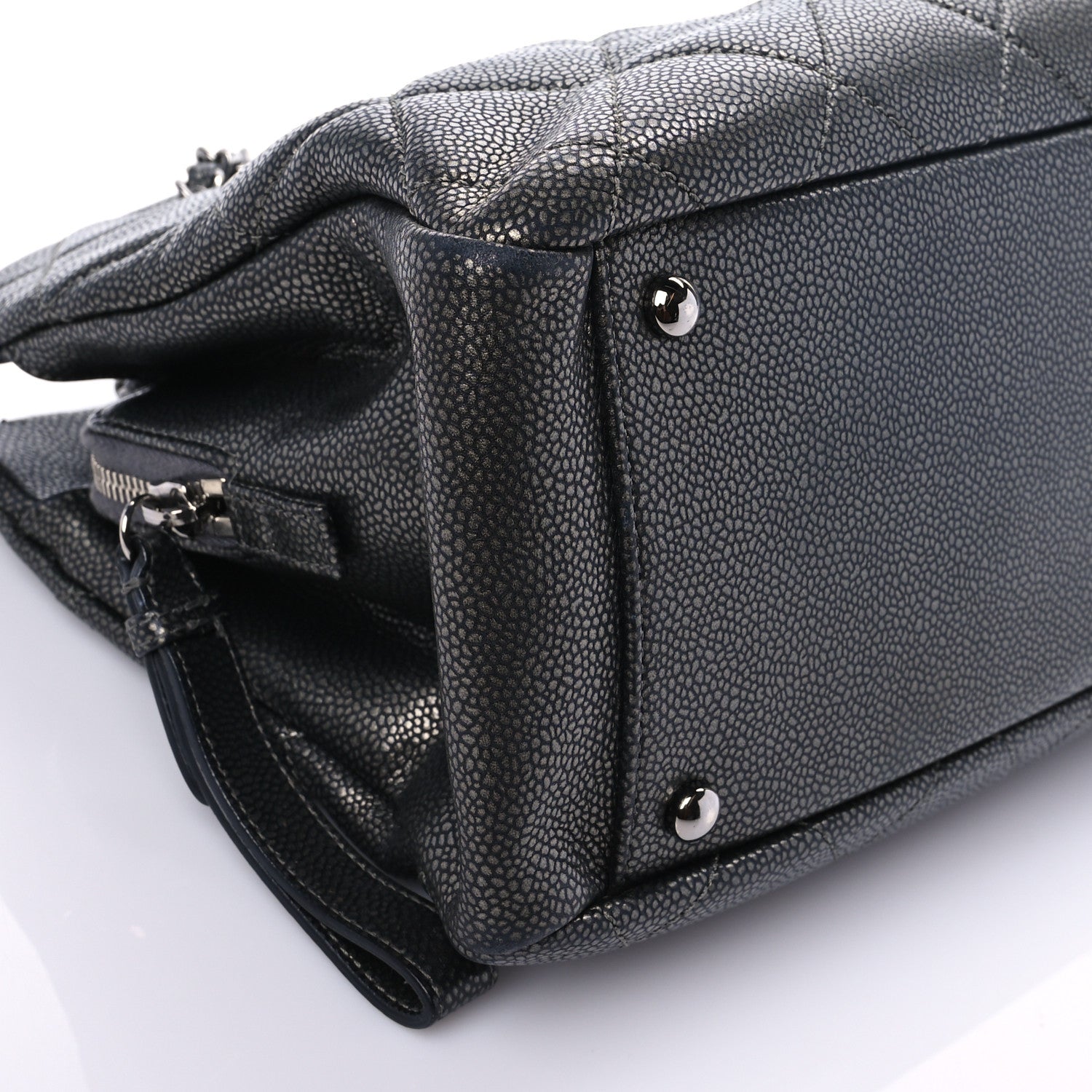 Chanel Metallic Caviar Quilted CC Tote Dark Silver 8 of 15