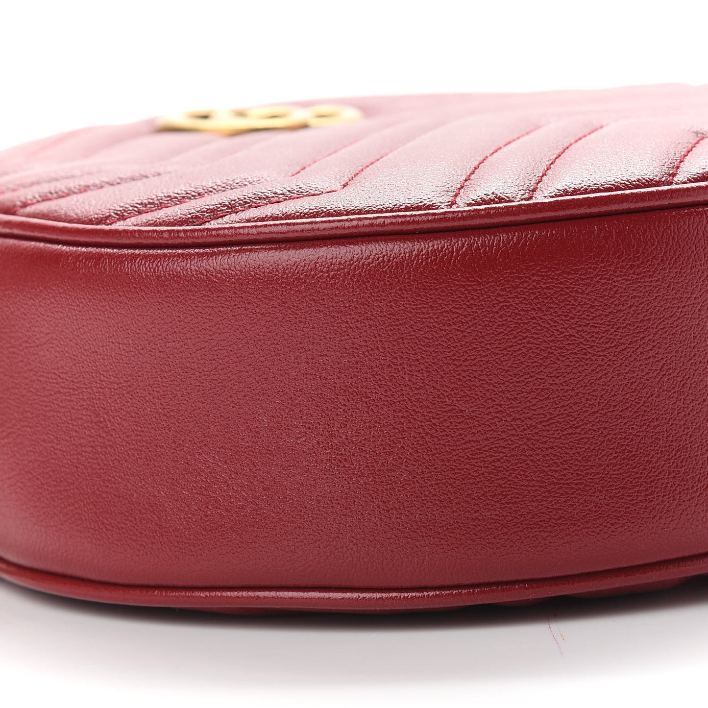 Glazed Calfskin Matelasse Heart Mini GG Marmont Round Shoulder Bag Romantic Cerise
