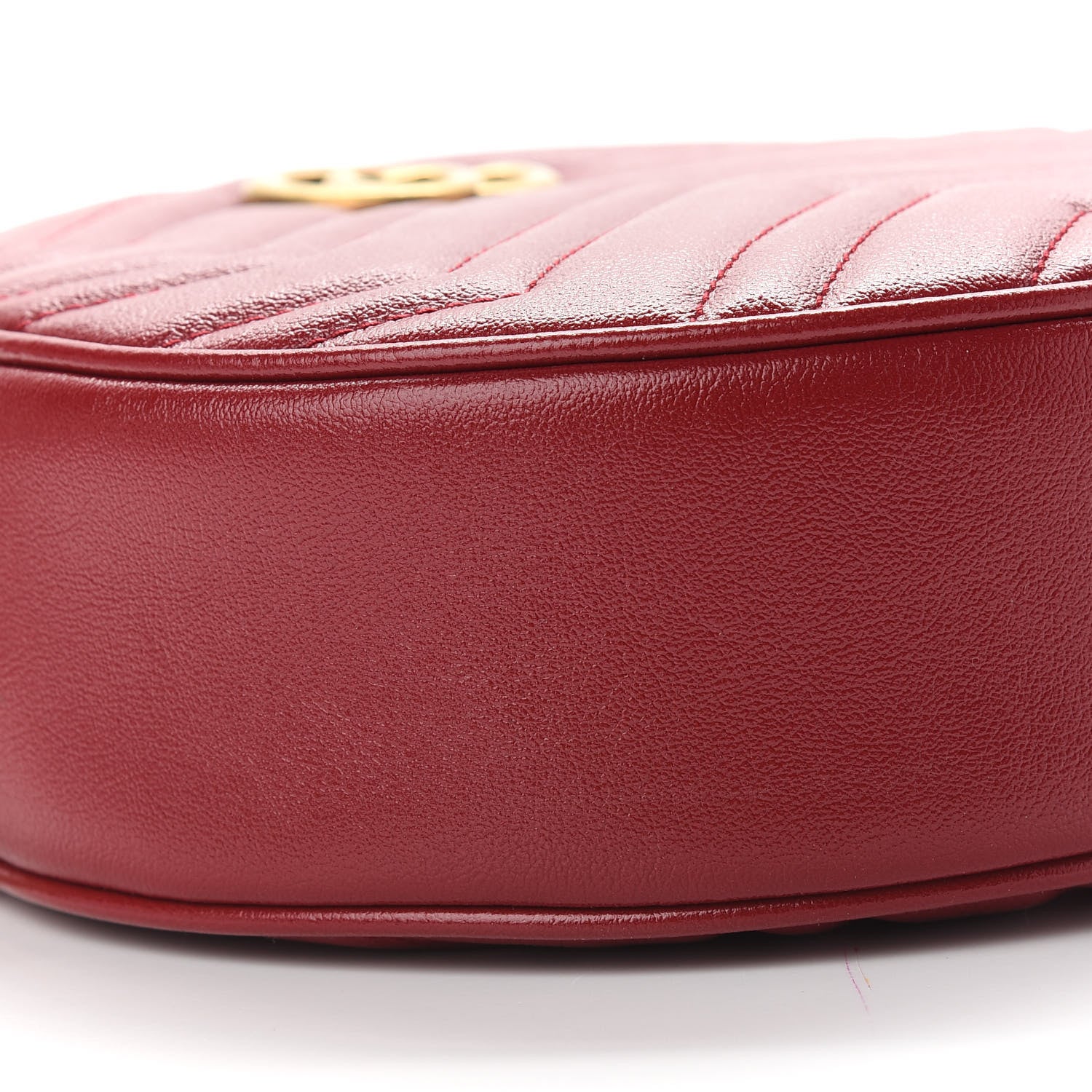 Gucci Glazed Calfskin Matelasse Heart Mini GG Marmont Round Shoulder Bag Romantic Cerise 8 of 9