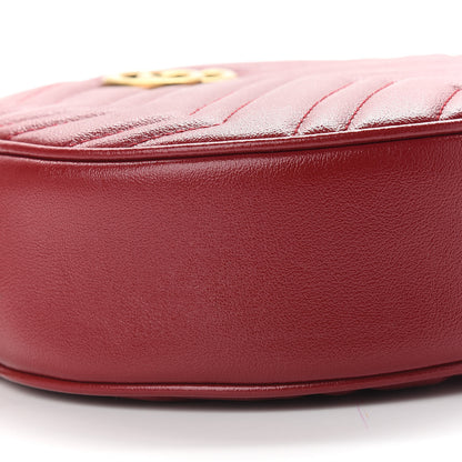 Gucci Glazed Calfskin Matelasse Heart Mini GG Marmont Round Shoulder Bag Romantic Cerise 8 of 9