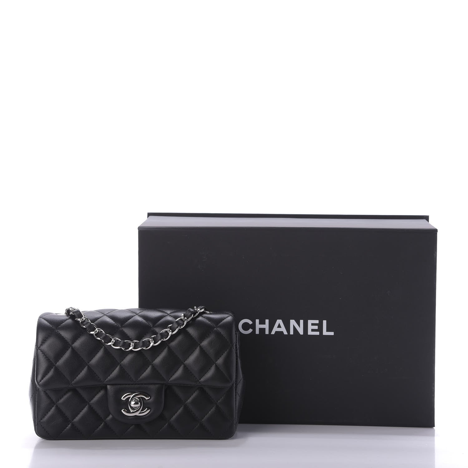 Chanel Lambskin Quilted Mini Rectangular Flap Black 10 of 10