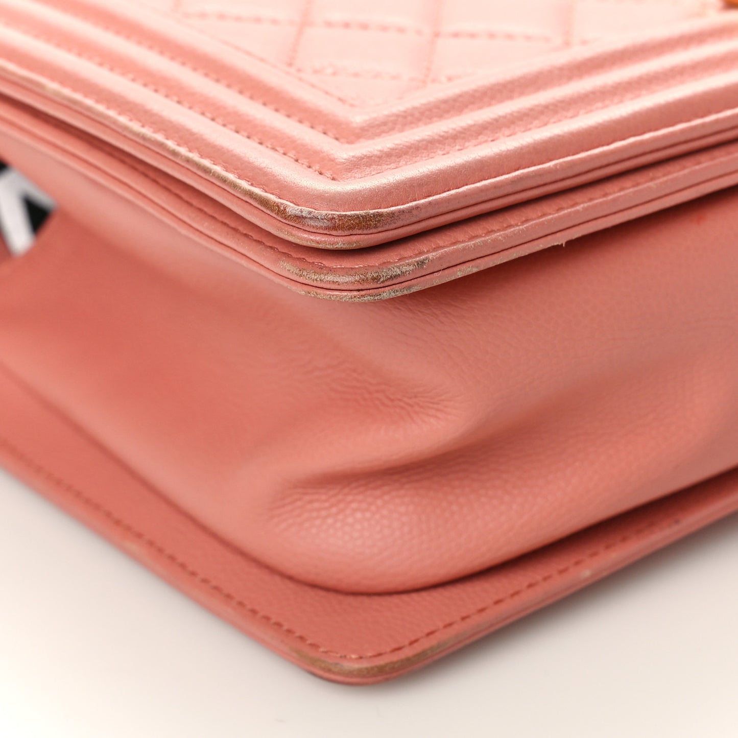 Caviar Quilted Medium Boy Flap Pink
