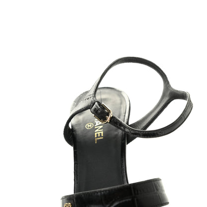 Chanel Calfskin Crocodile Embossed Sandals 39.5 Black 13 of 15