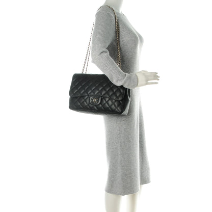 Chanel Caviar Quilted Jumbo Single Flap Bijoux Chain Black 2 of 8