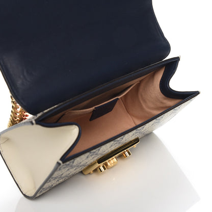 Gucci GG Supreme Monogram Moon Calfskin Small Padlock Shoulder Bag Beige Blue Mystic White Hibiscus Red 6 of 8