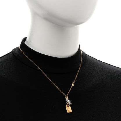 Louis Vuitton Nanogram Name Tag Necklace Gold Silver 2 of 7