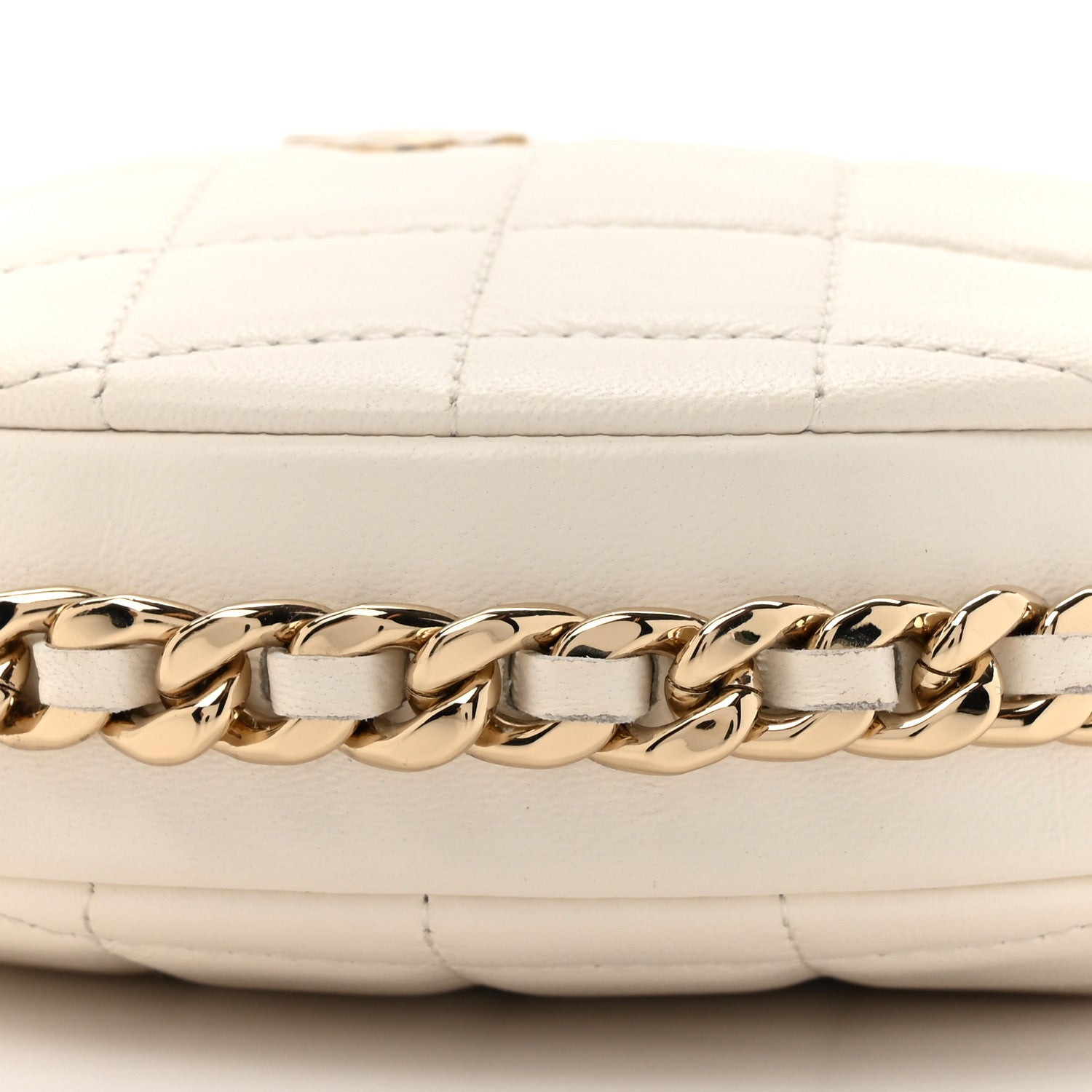 Chanel Lambskin Quilted Chain Around Pouch Hobo White 9 of 12