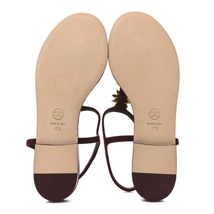 Chanel Suede Calfskin CC Crystal Thong Sandals 40.5 Burgundy 6 of 10