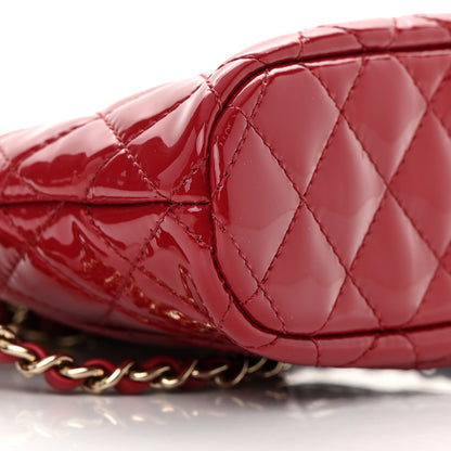 Chanel Patent Calfskin Quilted Shiny Coco Clutch With Chain Red 9 of 11