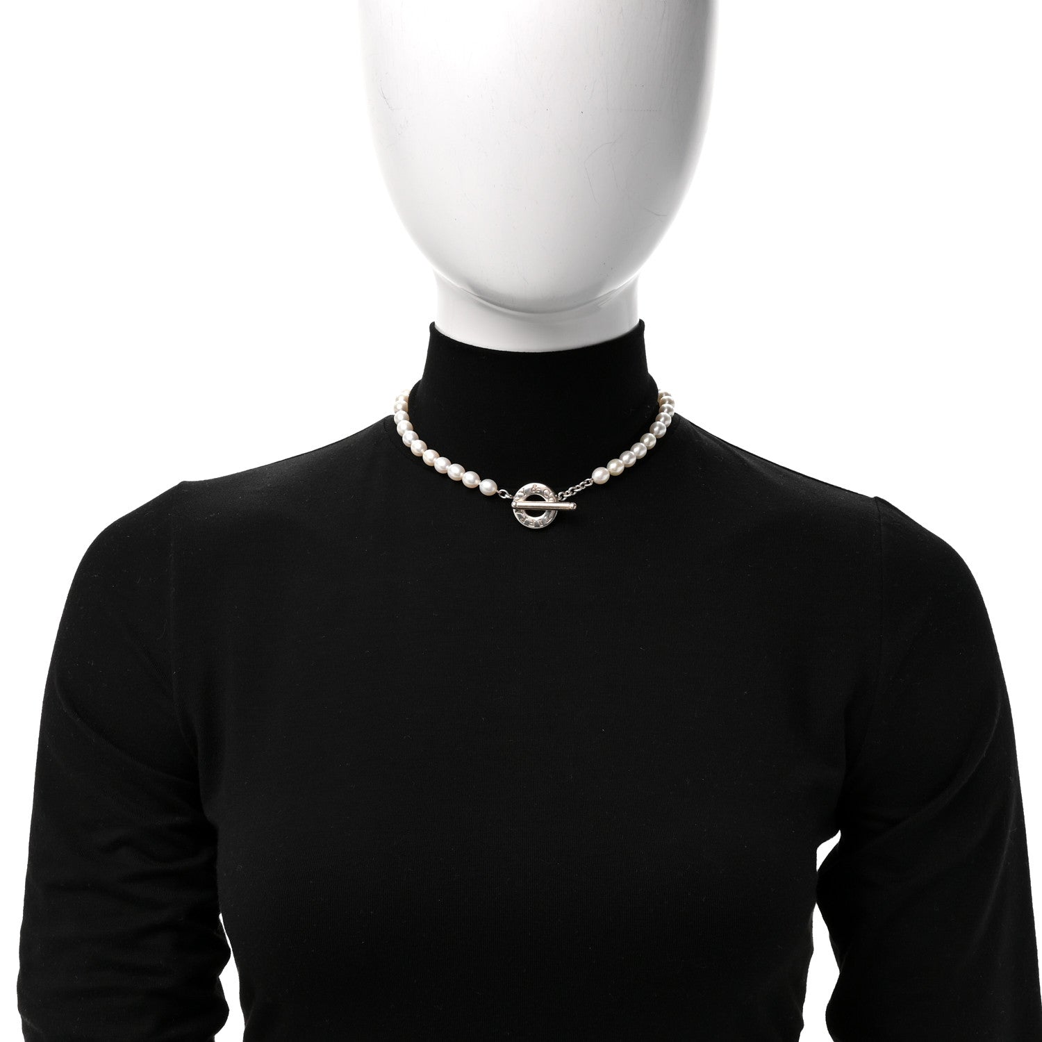 Tiffany Sterling Silver Pearl Strand Toggle Necklace 2 of 4