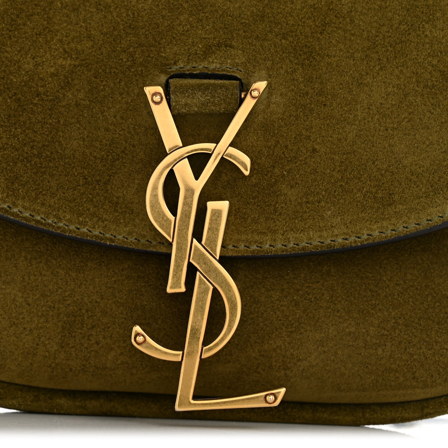 Saint Laurent Suede Calfskin Monogram Small Kaia Satchel Olive Green 12 of 13