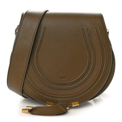 Chloe Grained Calfskin Small Marcie Saddle Bag Dark Khaki 1 of 9