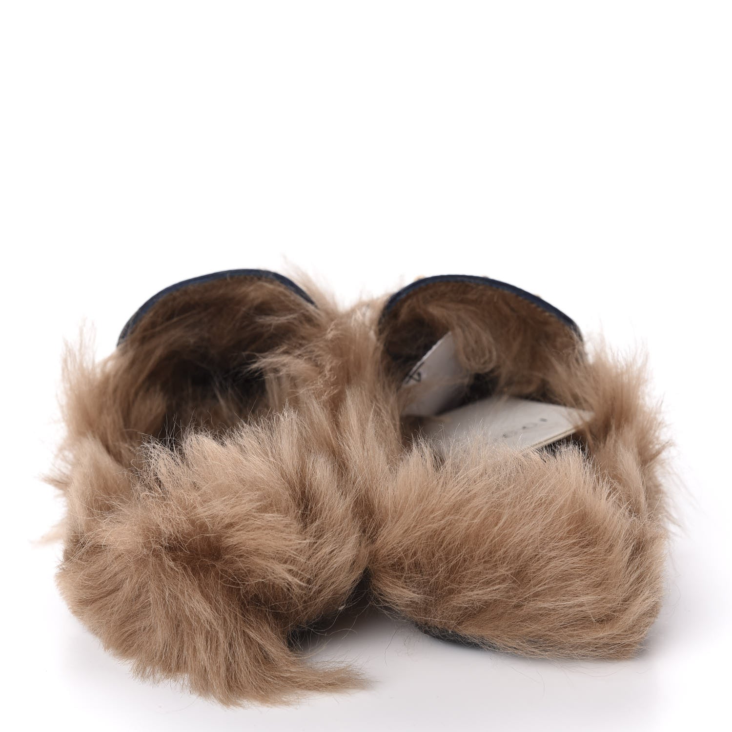 Gucci Malaga Kid Fur Womens Princetown Slippers 38 Blue Agata 6 of 9