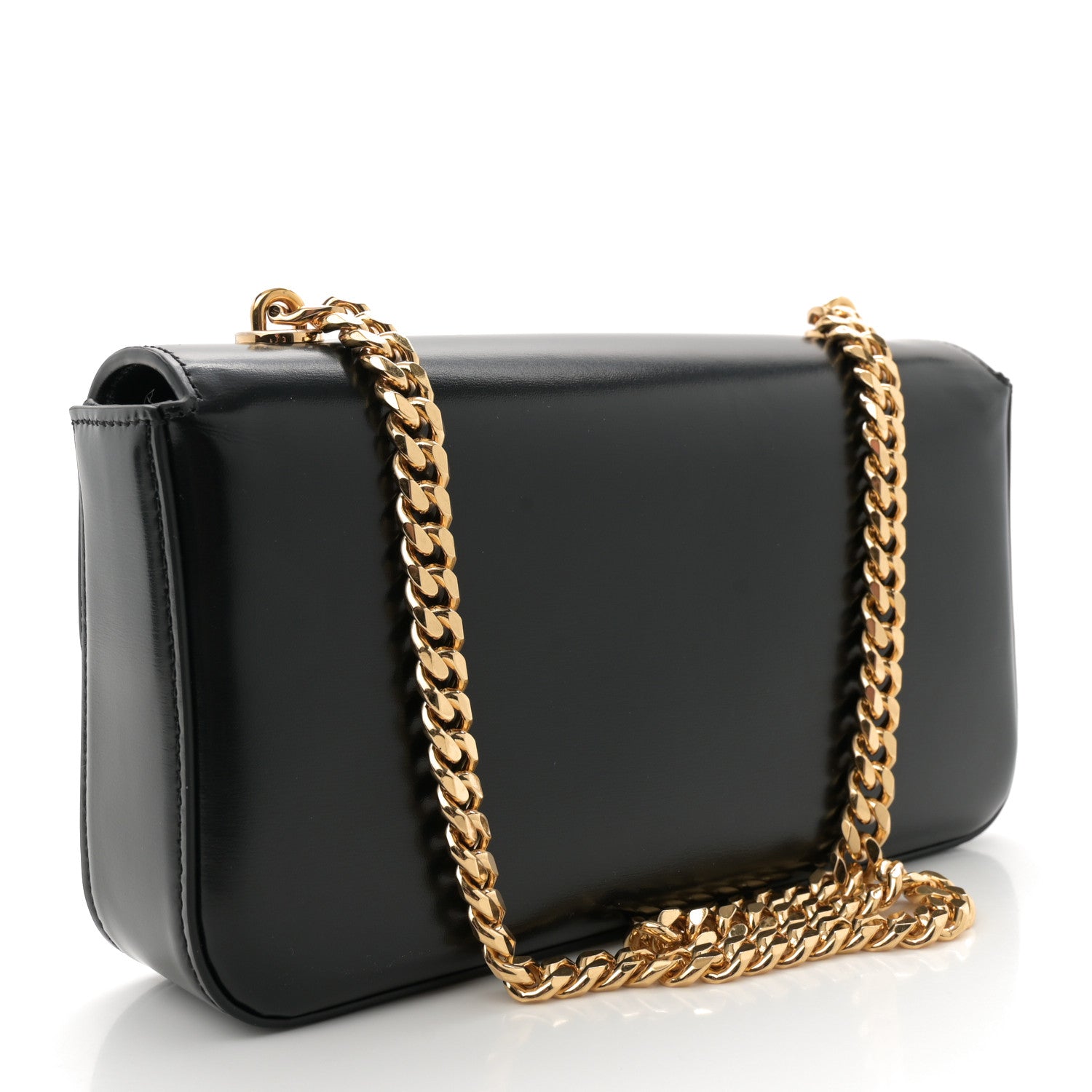 Celine Shiny Calfskin Triomphe Chain Shoulder Bag Black 3 of 11