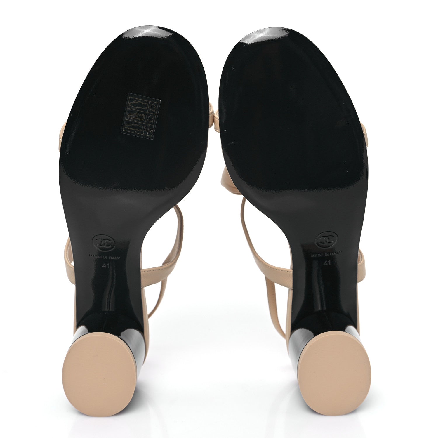 Chanel Lambskin CC Bow 55mm Sandals 41 Beige Black 5 of 8