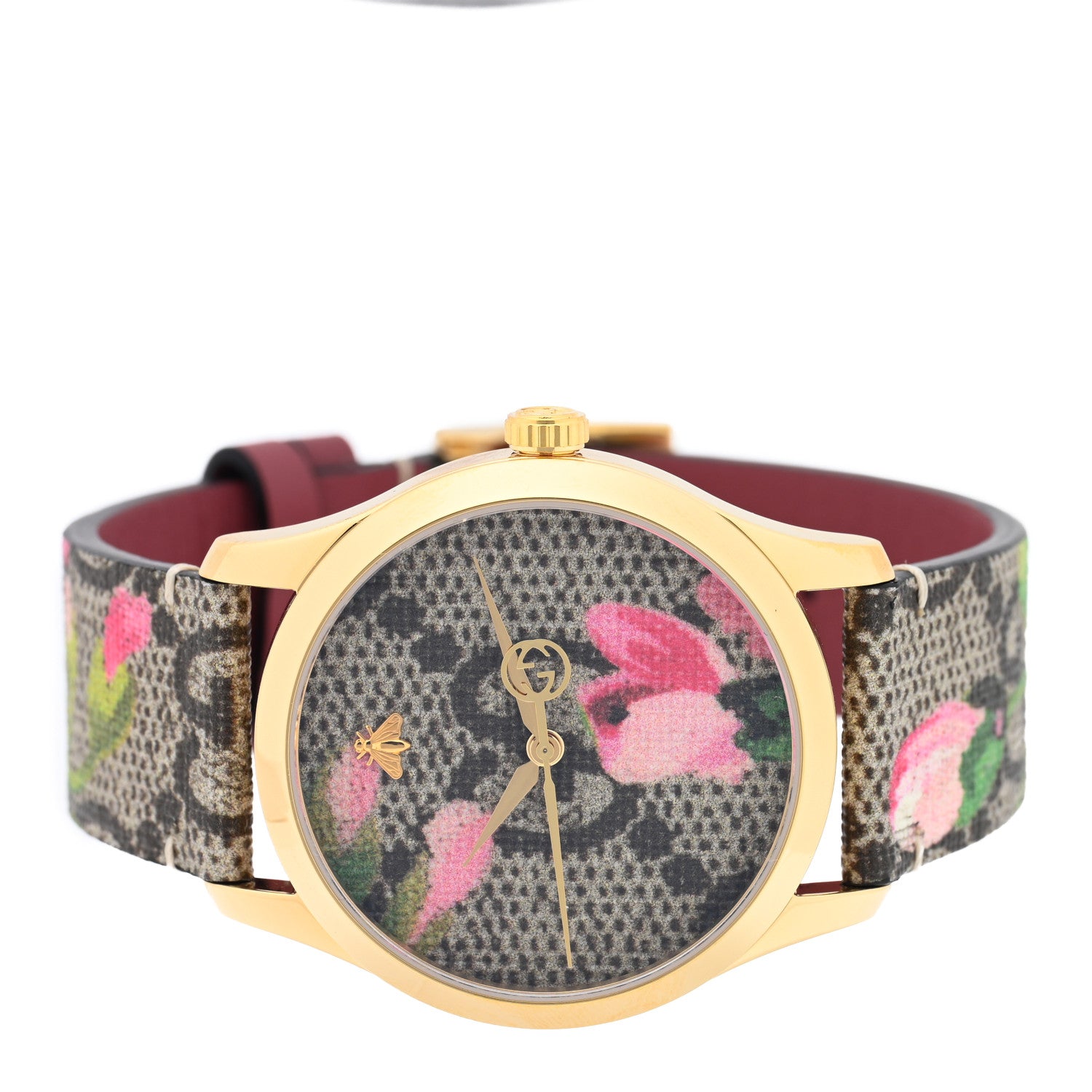 Gucci Stainless Steel Canvas 38mm G-Timeless Supreme GG Blooms Quartz Watch Brown 2 of 4