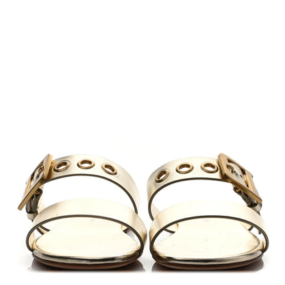 Christian Dior Laminated Calfskin D-Dior Slide Flat Sandals 36.5 Pale Gold 2 of 4