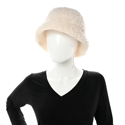 Prada Cashmere Metal Triangle Logo Womens Bucket Hat S Naturale 2 of 10