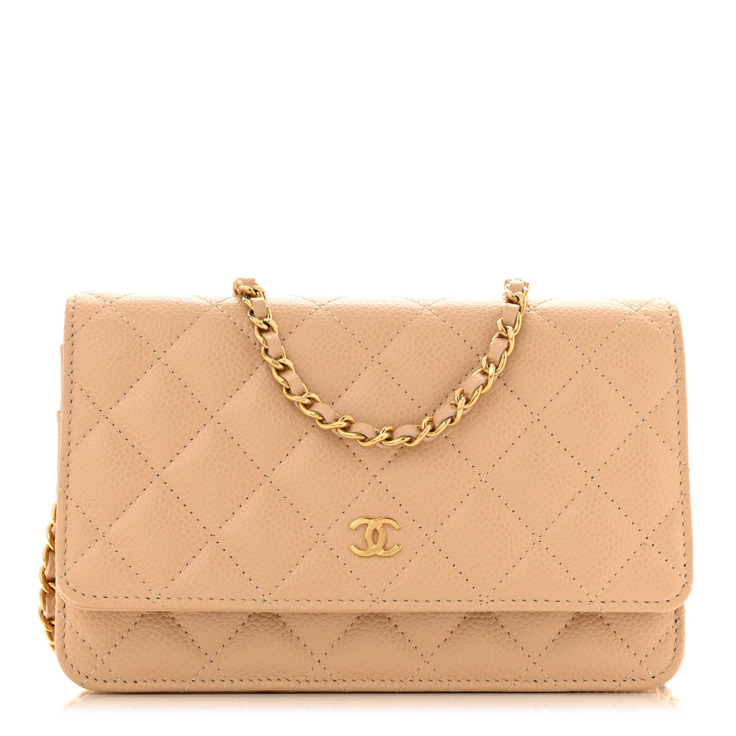 Chanel Caviar Quilted Wallet on Chain WOC Beige 1 of 11