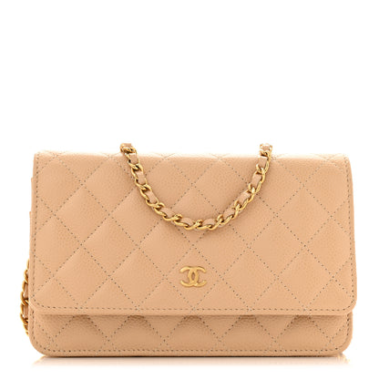 Chanel Caviar Quilted Wallet on Chain WOC Beige 1 of 11