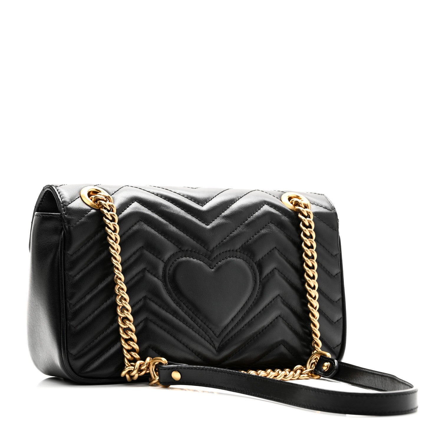 Gucci Calfskin Matelasse Small GG Marmont Shoulder Bag Black 3 of 10