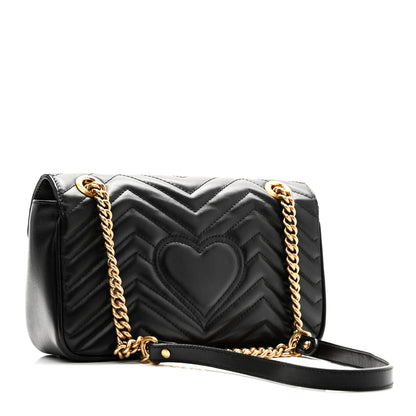 Gucci Calfskin Matelasse Small GG Marmont Shoulder Bag Black 3 of 10