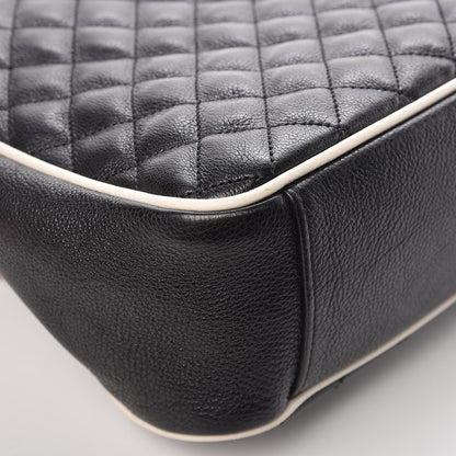 Saint Laurent Calfskin Mixed Matelasse Triquilt Large Monogram Envelope Satchel Black White 14 of 17