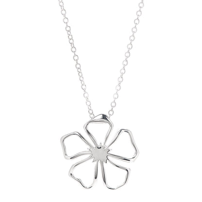 Tiffany Sterling Silver Large Open Flower Pendant Necklace 1 of 5
