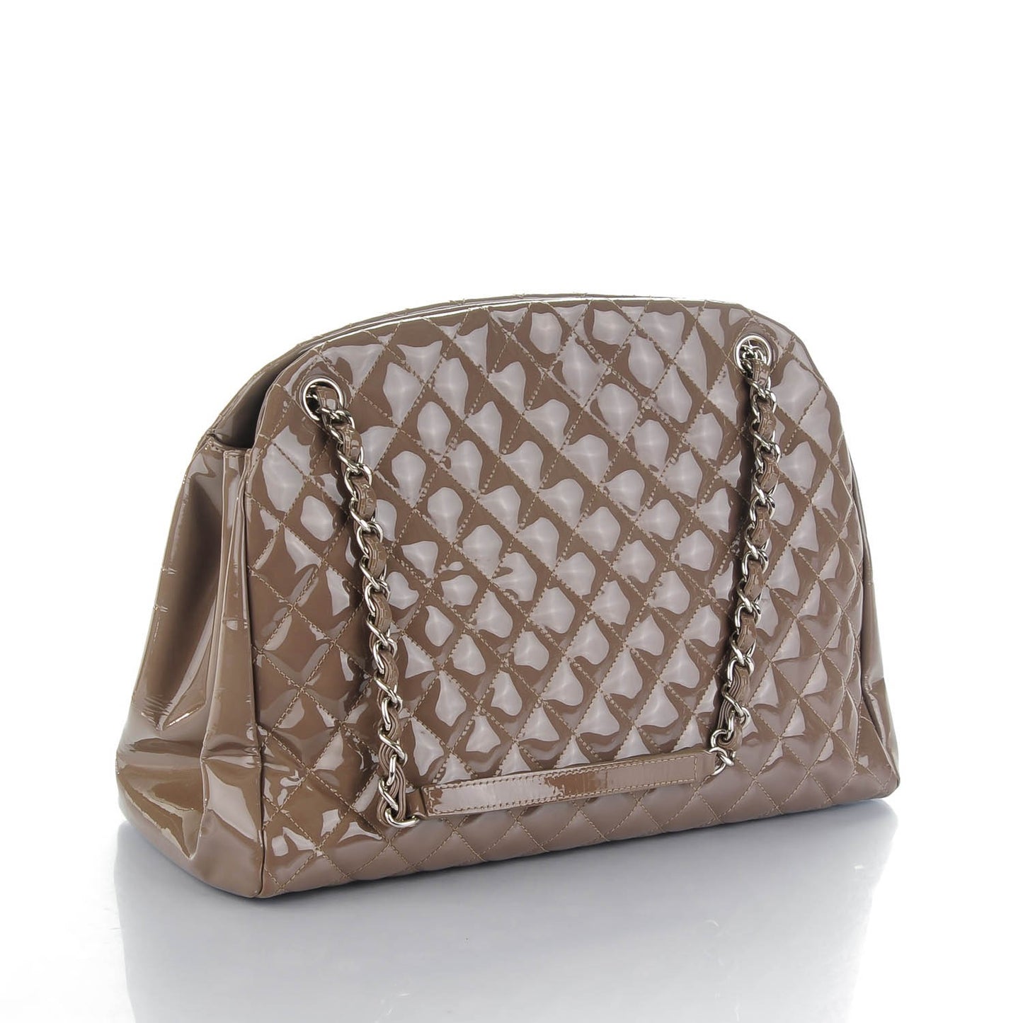 Patent Quilted Large Just Mademoiselle Bowling Bag Grey