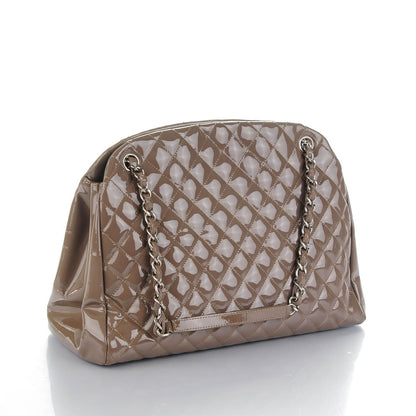 Chanel Patent Quilted Large Just Mademoiselle Bowling Bag Grey 3 of 11