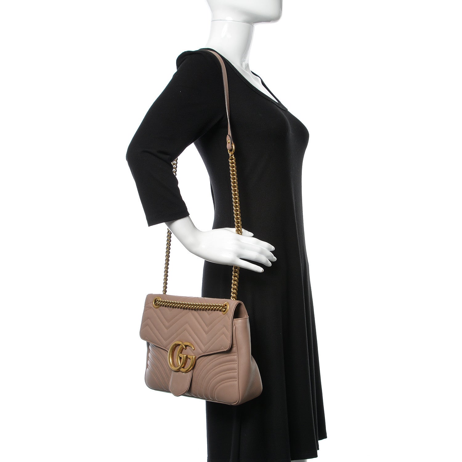 Gucci Calfskin Matelasse Medium GG Marmont Shoulder Bag Porcelain Rose 2 of 10