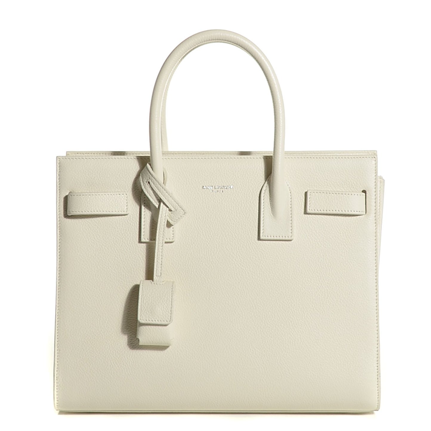 Grained Calfskin Baby Sac De Jour Dove White