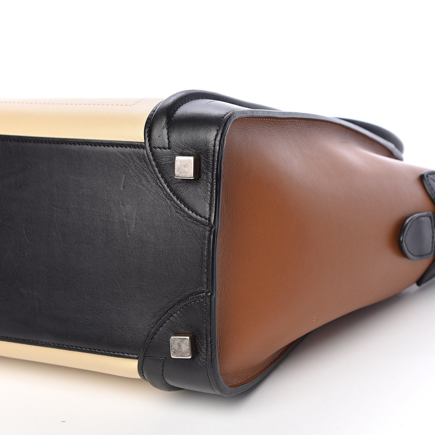 Smooth Calfskin Micro Tri-Color Luggage Brown