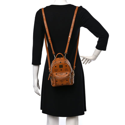 MCM Visetos Side Stud X-Mini Stark Bebe Boo Backpack Cognac 2 of 9