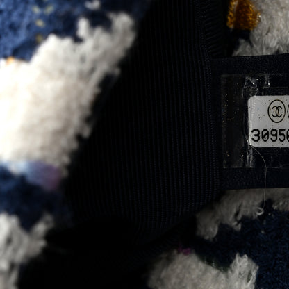 Chanel Tweed Quilted Medium Chanel 19 Flap Ecru Navy Blue Multicolor 7 of 10