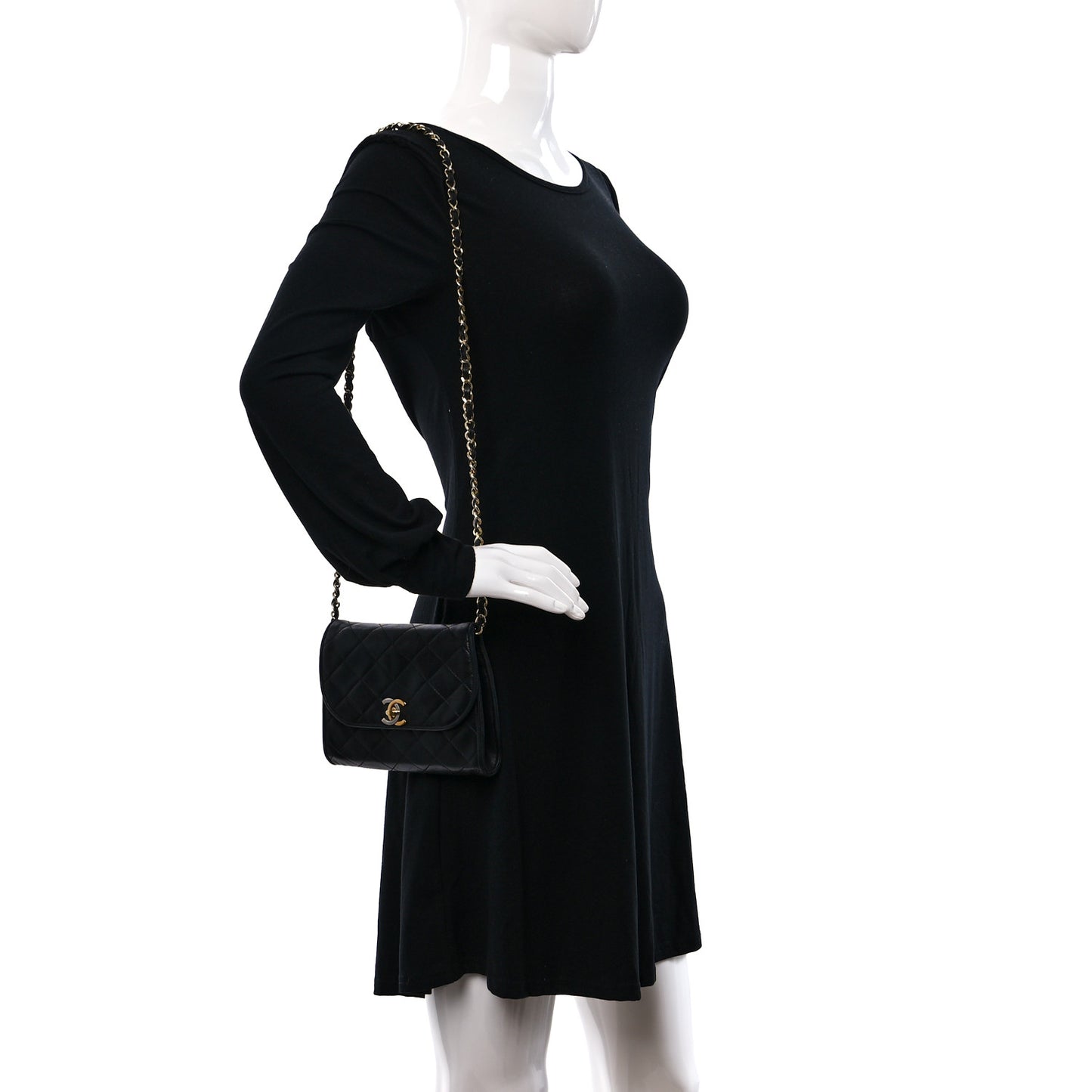 Lambskin Quilted Mini Square Flap Bag Black