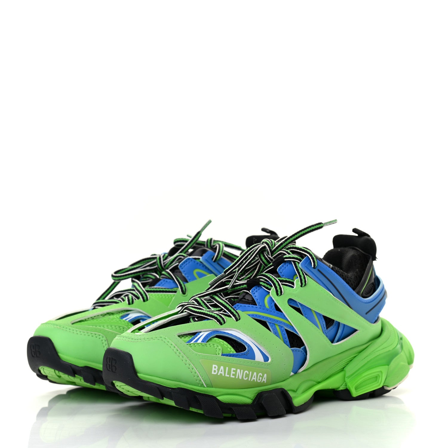 Balenciaga Mesh Nylon Metallic Fabric Womens Track Sneakers 36 Blue Green 3 of 8
