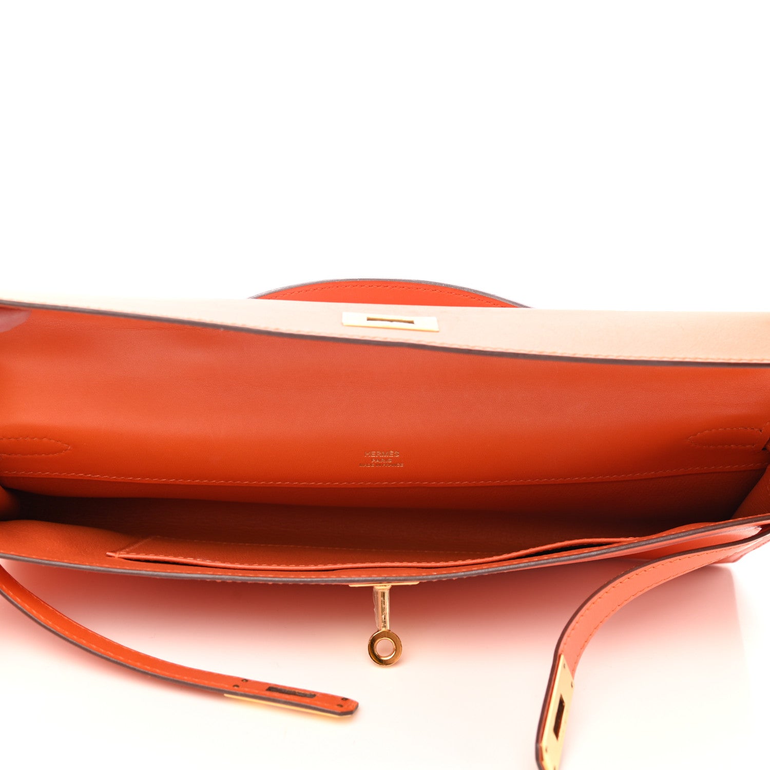 Hermes Tadelakt Kelly Cut Clutch Pochette Orange 5 of 7