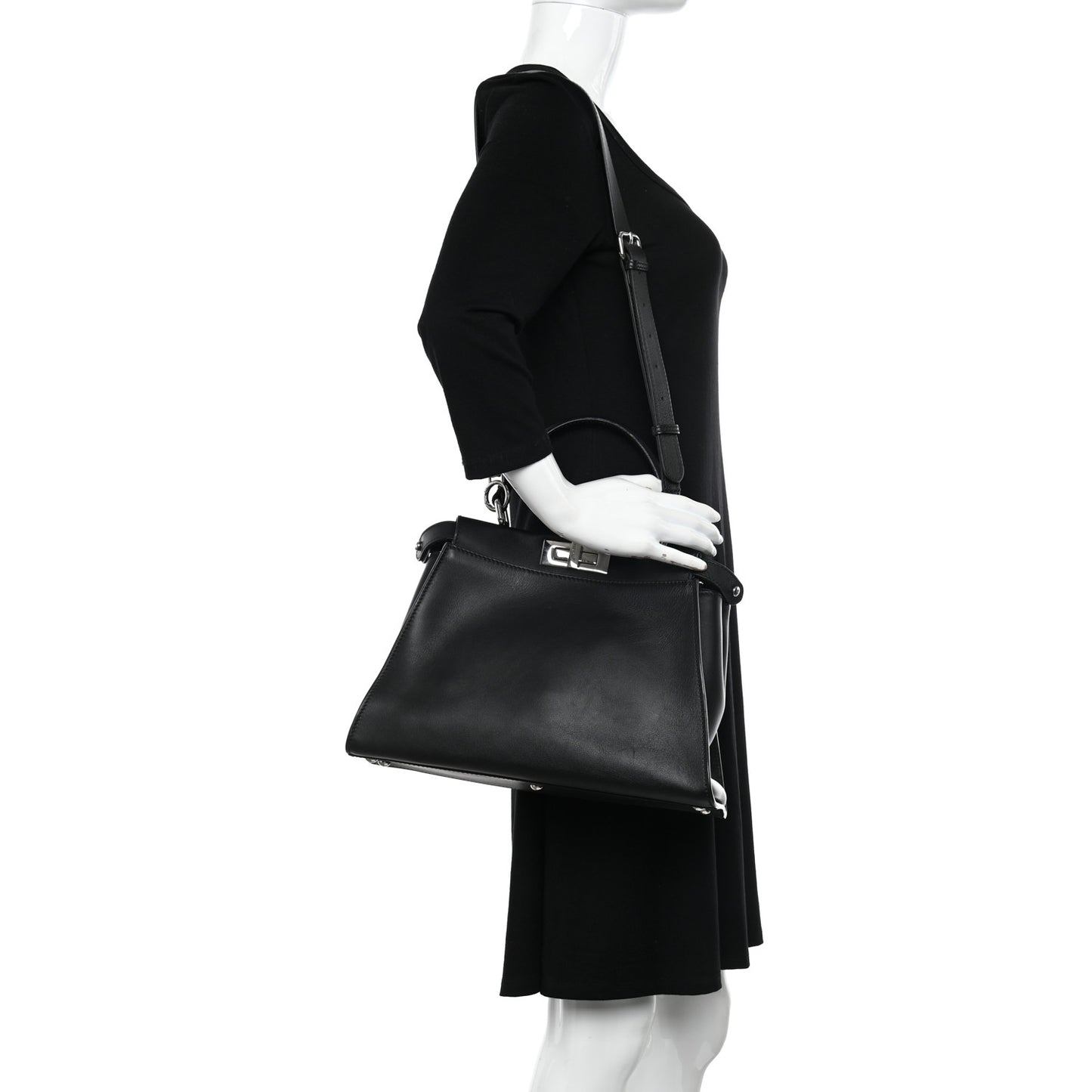Vitello Seta Snakeskin Crocodile Monster Eyes Medium Peekaboo Iconic Satchel Black Girasole