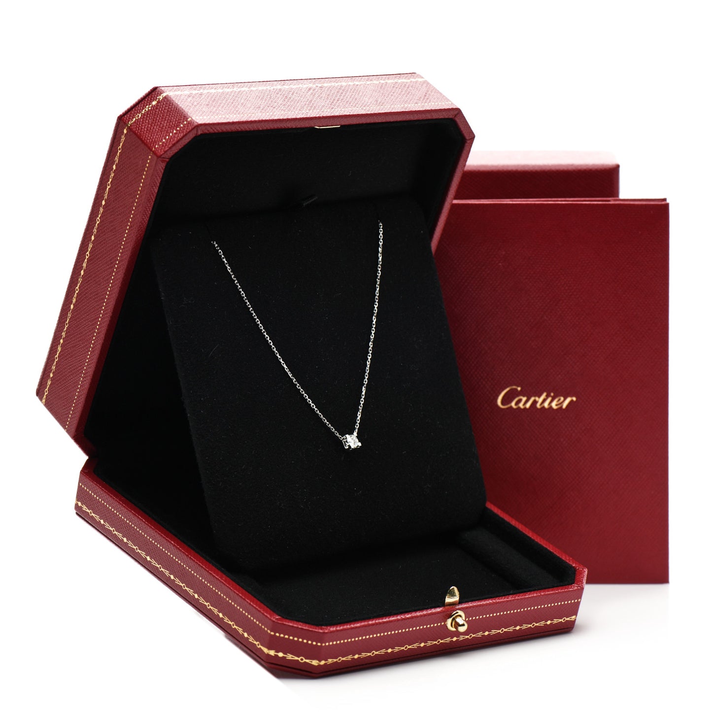 18K White Gold Diamond .23ct C De Cartier Pendant Necklace