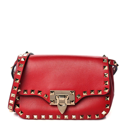 Valentino Garavani Vitello Mini Rockstud Flap Saddle Crossbody Bag Rosso Valentino 1 of 8