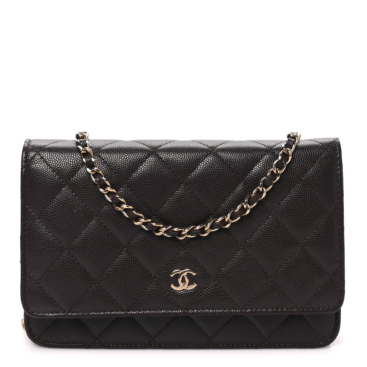 Caviar Quilted Wallet on Chain WOC Dark Brown