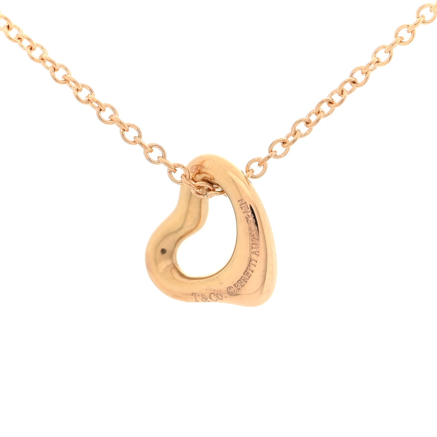 Tiffany 18K Rose Gold 7mm Elsa Peretti Open Heart Pendant Necklace 4 of 5
