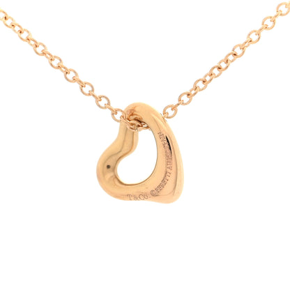 Tiffany 18K Rose Gold 7mm Elsa Peretti Open Heart Pendant Necklace 4 of 5