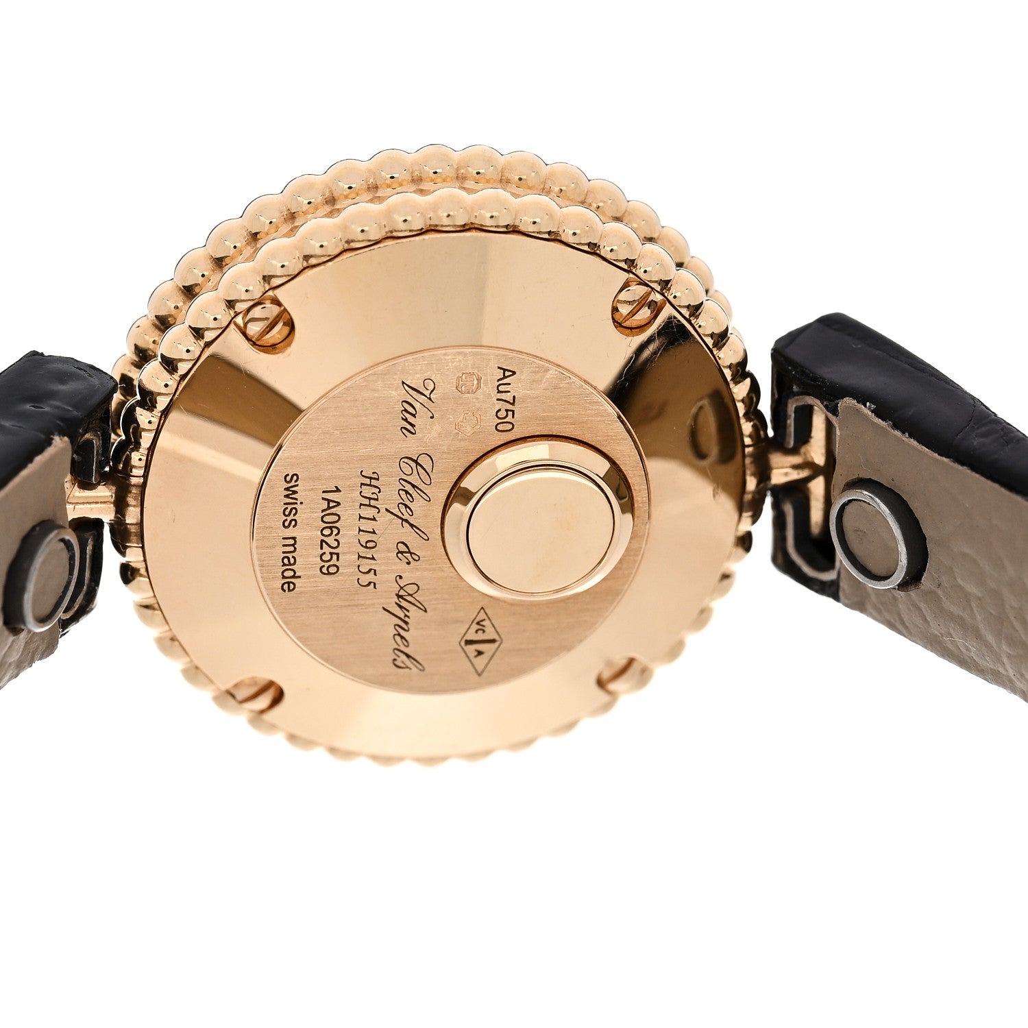 Van Cleef & Arpels 18K Yellow Gold Alligator Mother of Pearl 23mm Perlee Quartz Watch 4 of 4