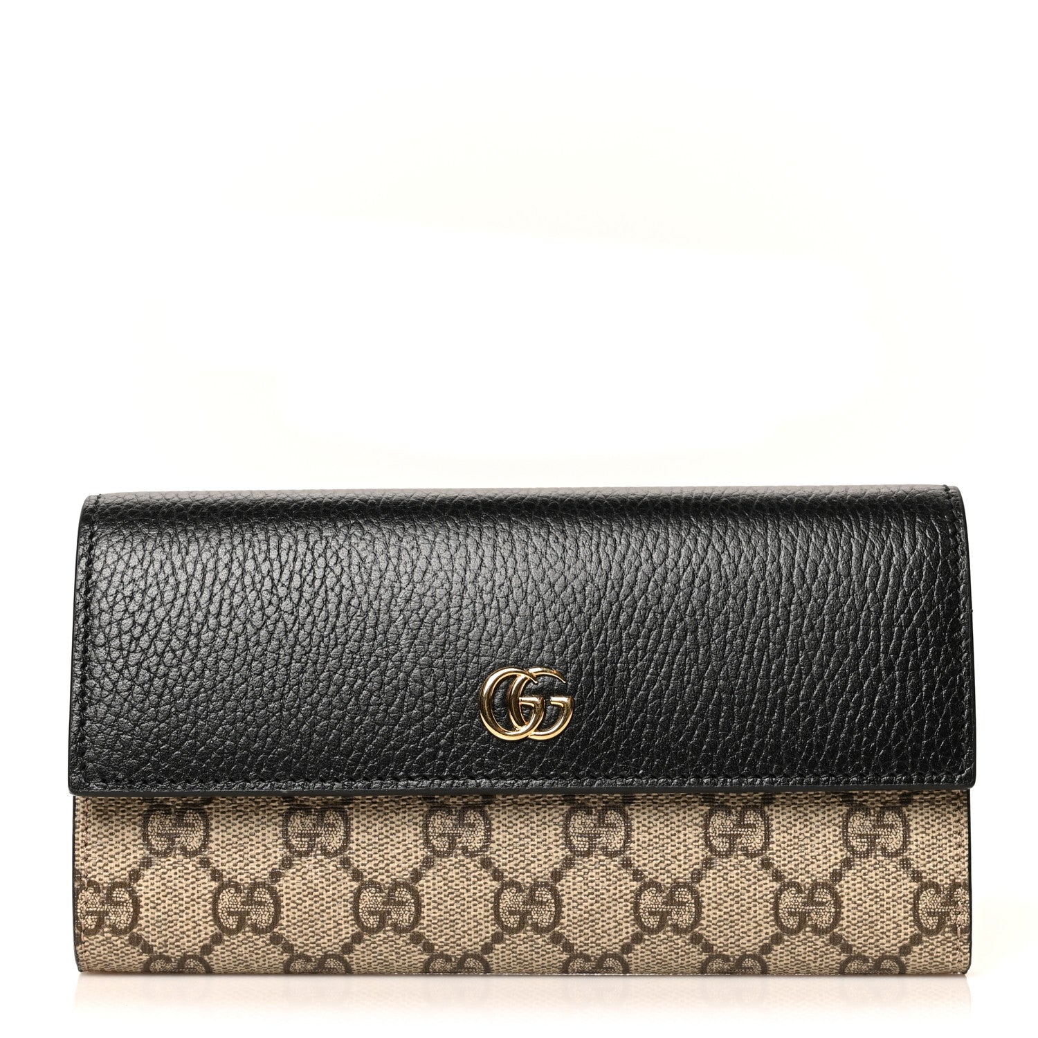 Gucci Dollar Calfskin GG Supreme Monogram GG Marmont Continental Wallet Black Beige Ebony 1 of 9