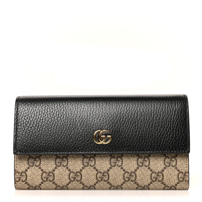 Gucci Dollar Calfskin GG Supreme Monogram GG Marmont Continental Wallet Black Beige Ebony 1 of 9