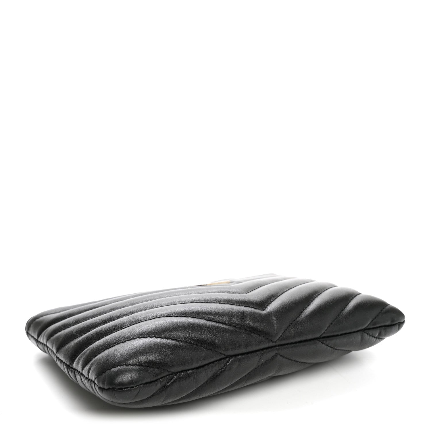 Saint Laurent Calfskin Matelasse Chevron Monogram Pouch Black 4 of 11