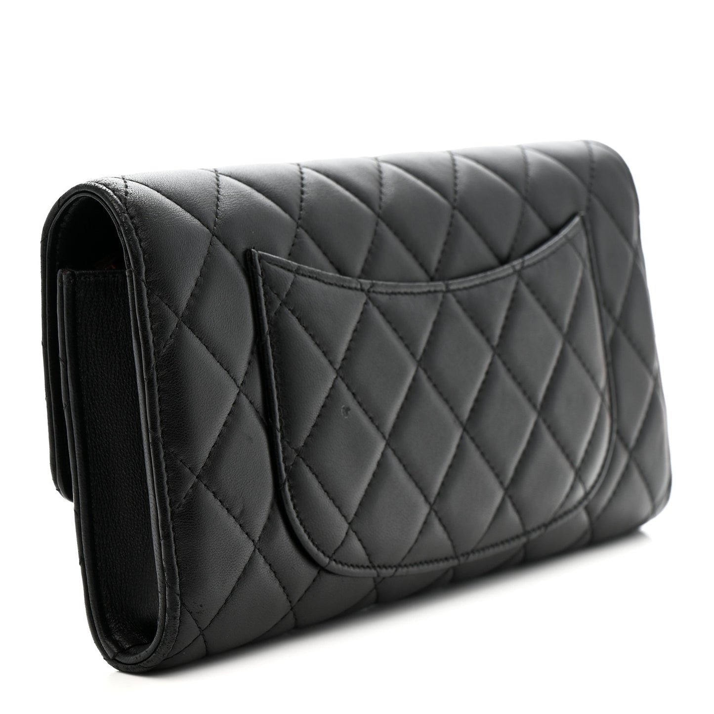 Lambskin Quilted Travel Wallet Black
