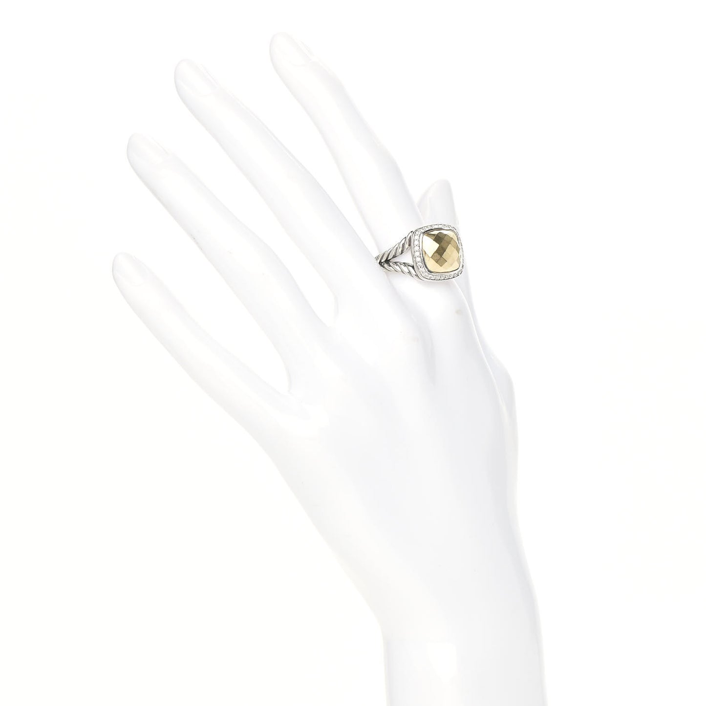 Sterling Silver 18K Yellow Gold Diamond 11mm Albion Ring 57 8